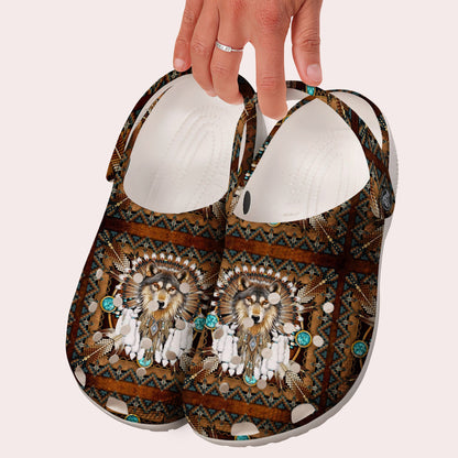 Unisex Pattern Fleece Clog Shoes For Women and Men Native American Style