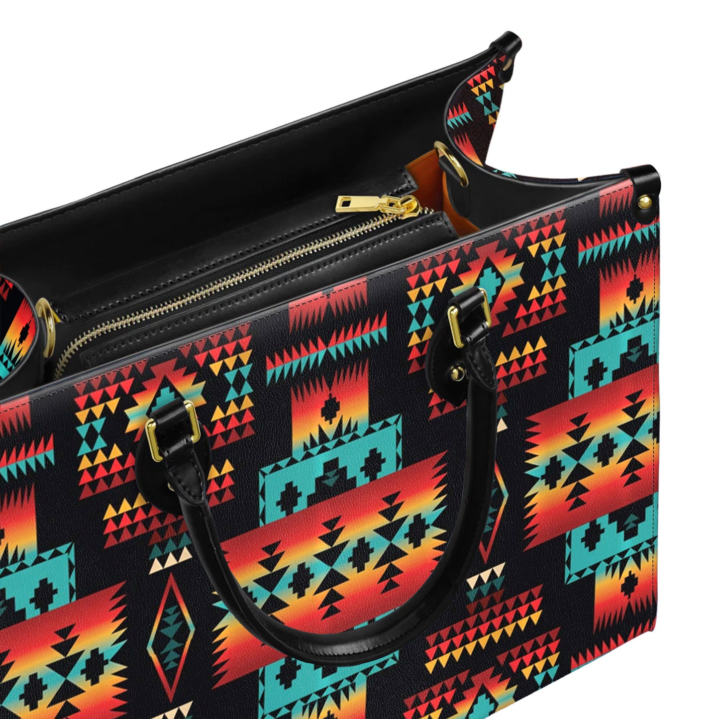 Black Native Tribes Pattern Leather Handbag WCS002