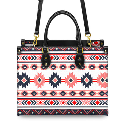 Pink & Navy Pattern Native Leather Handbag WCS005