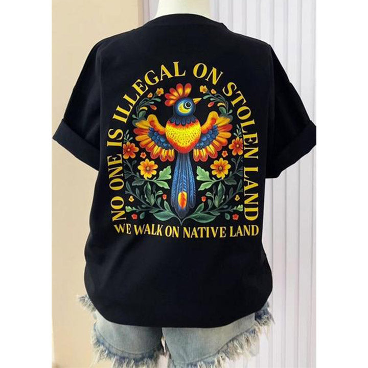 NO ONE IS ILLEGAL ON STOLEN LAND. WE WALK ON NATIVE LAND - Two Sides - Red -  Unisex T-Shirt/Hoodie/Sweatshirt