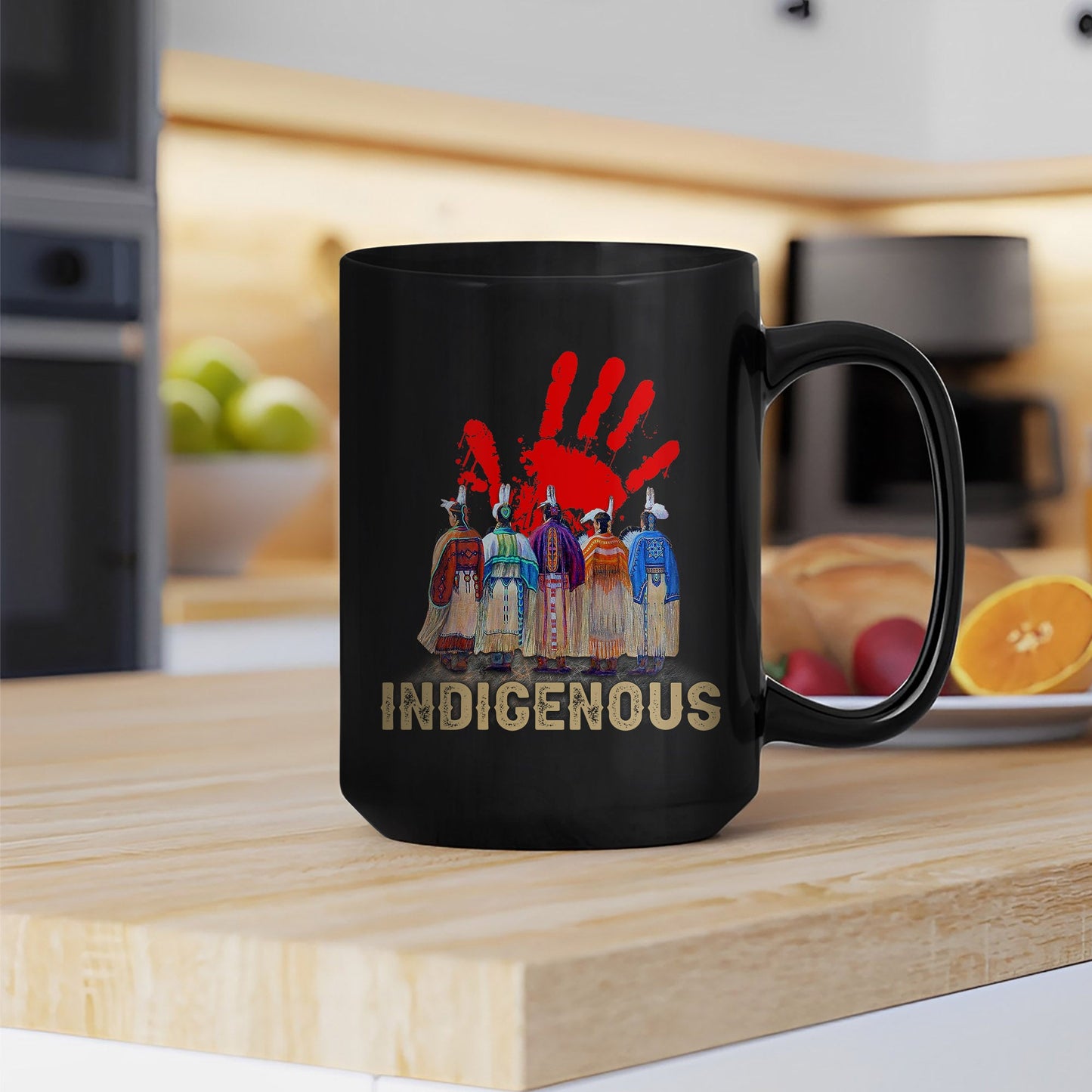 MMIW Indigenous Woman Red Hand Together Ceramic Coffee Mug