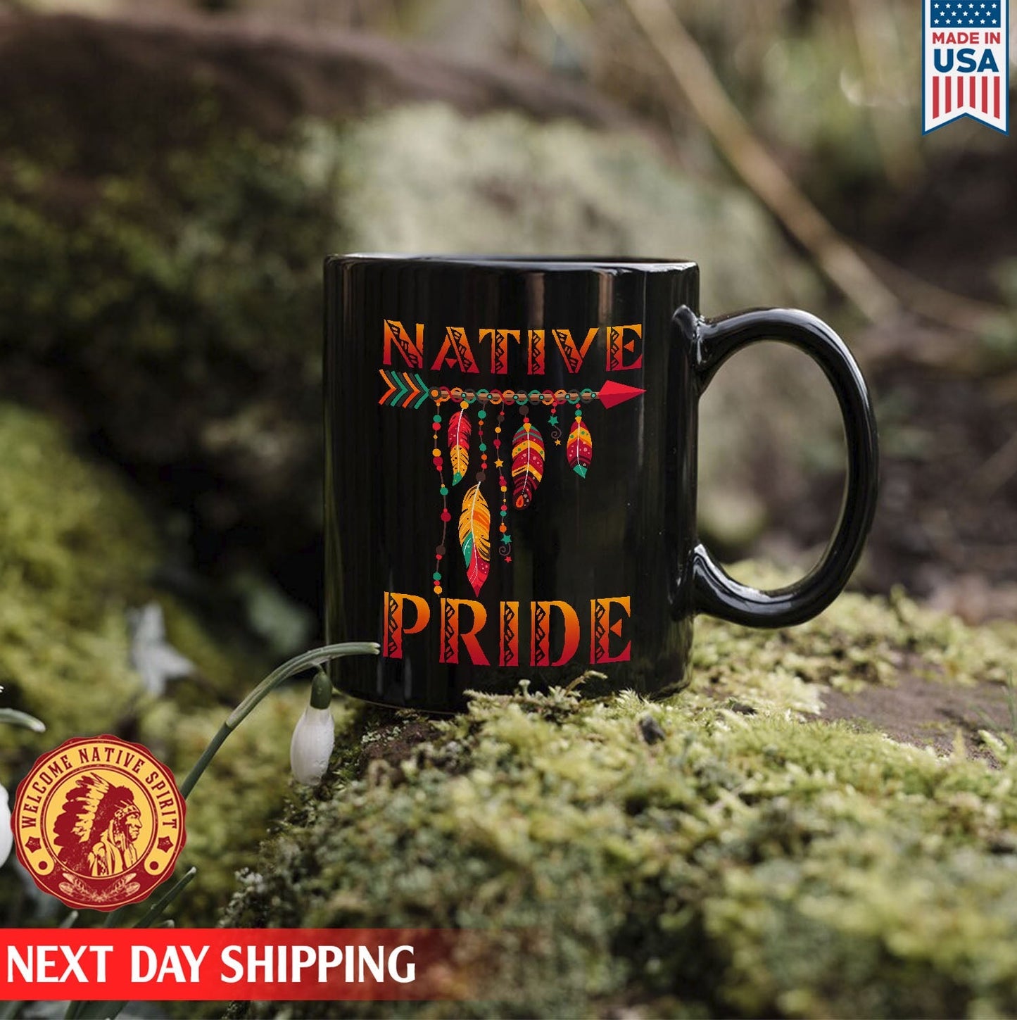Native American Pride Feather Native Ceramic Coffee Mug