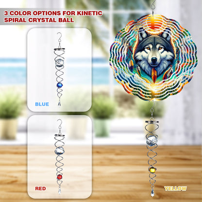 Colorful Native American Wolf Wind Spinner 004