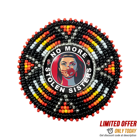 SALE 30% OFF - No More Stolen Sister Sunburst Handmade Glass Beaded Patch Necklace Pendant