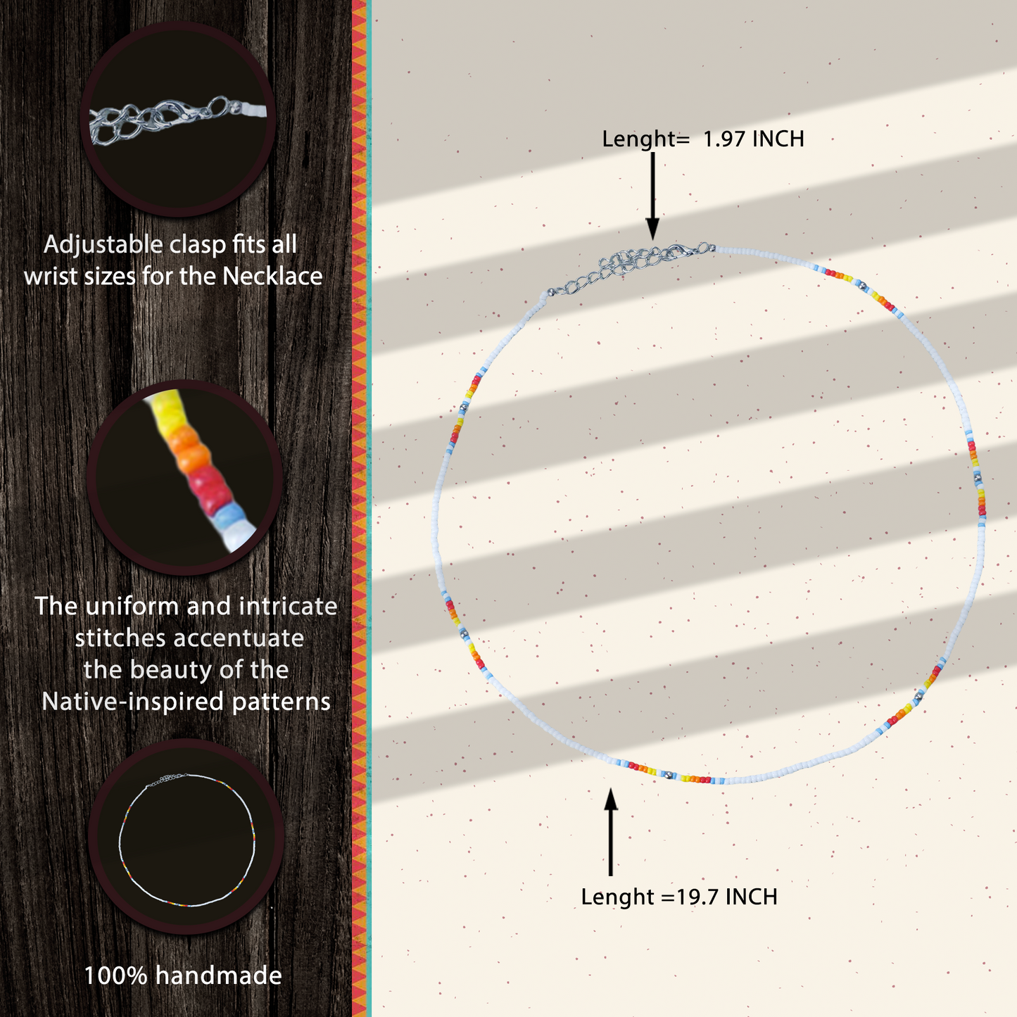 SALE 30% OFF - White Lightning Handmade Necklace Unisex With Native American Style