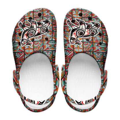 Unisex Pattern Fleece Clog Shoes For Women and Men Native American Style