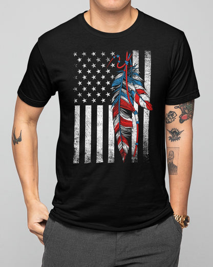 American Flag - Native Feather Pride Month Indigenous Unisex T-Shirt/Hoodie/Sweatshirt