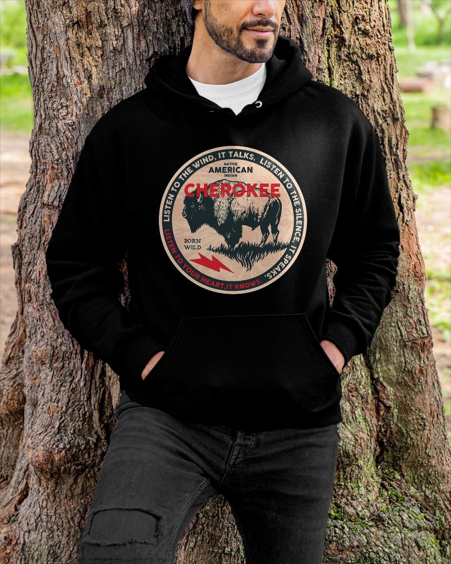 Cherokee Native American Indian Born Freedom Wild Buffalo T-Shirt