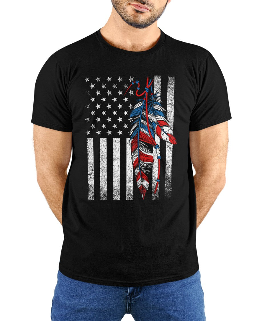 American Flag - Native Feather Pride Month Indigenous Unisex T-Shirt/Hoodie/Sweatshirt