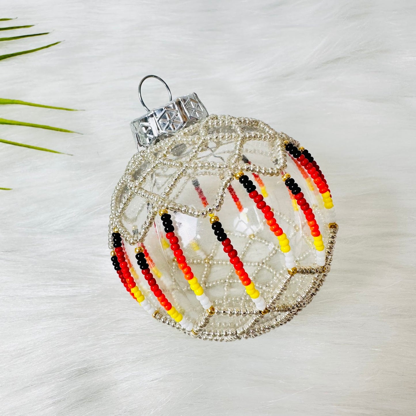 SALE 30% OFF - Silver Beaded Handmade Ornament Holiday Decor Gifts
