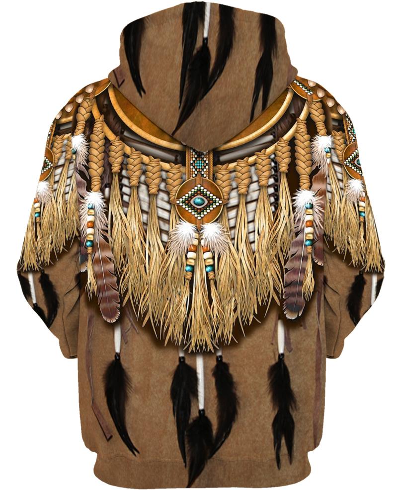 Native Patterns Feathers 3D Hoodie - Native American Pride Shop