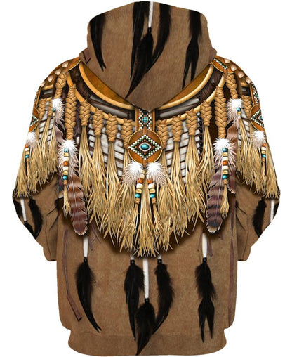 Native Patterns Feathers 3D Hoodie - Native American Pride Shop