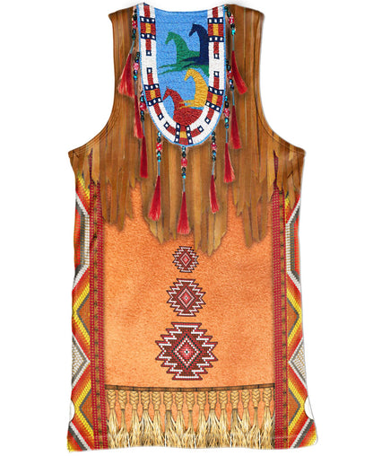 Tassels Style Native American All Over Printed Shirt WCS