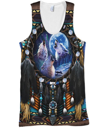 Blue Wolf Dreamcatcher Native 3D Hoodie WCS