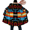 Native American Culture Pattern Horn Button Long Fleece Windbreaker WCS