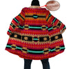 Native American Culture Pattern Horn Button Long Fleece Windbreaker WCS