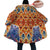 Peacock Tail Pattern Horn Button Long Fleece Windbreaker WCS