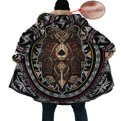 Blackfoot Bear Spirit Horn Button Long Fleece Windbreaker WCS