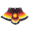Black Red Seed Beads Beaded Fire Pattern Medallion Necklace WCS