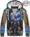 Blue Wolf Dreamcatcher Native 3D Hoodie WCS