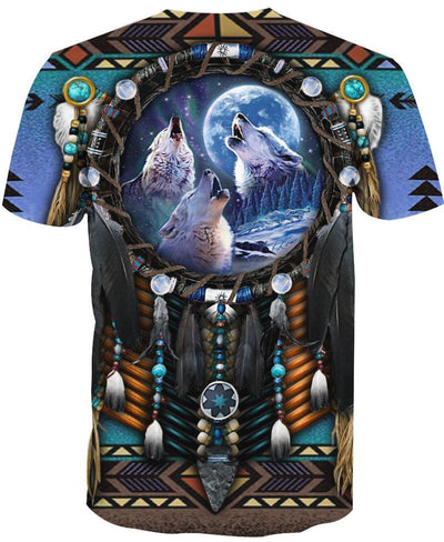 Blue Wolf Dreamcatcher Native 3D Hoodie WCS