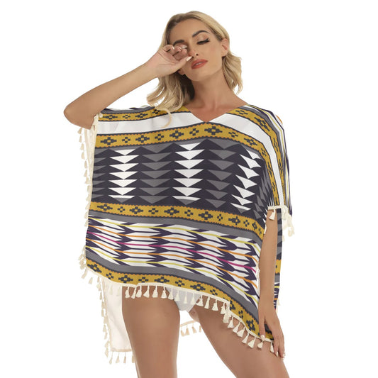 Native American Women's Square Fringed Shawl WCS