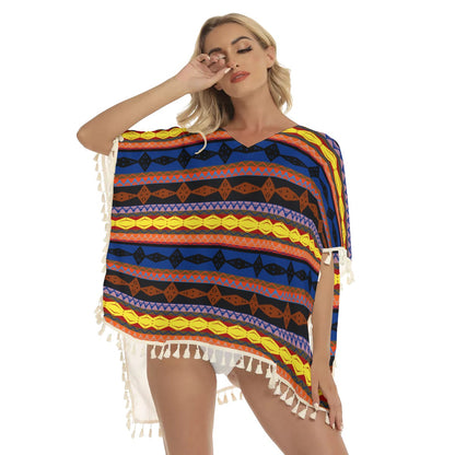 Native American Women's Square Fringed Shawl WCS