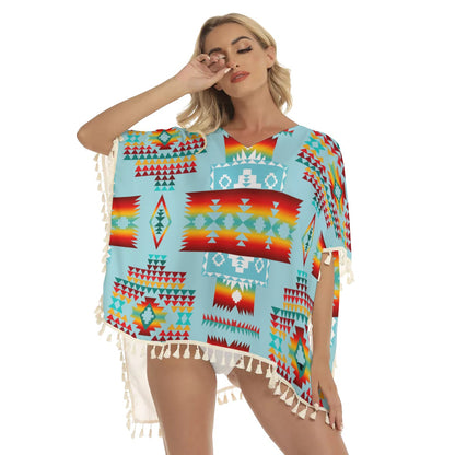 Native American Women's Square Fringed Shawl WCS
