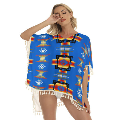 Native American Women's Square Fringed Shawl WCS