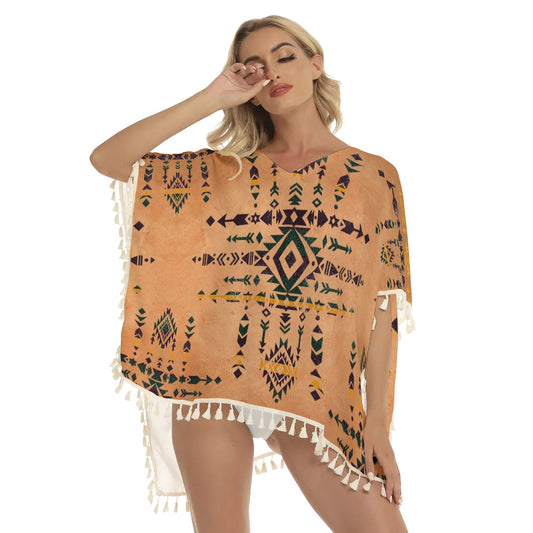 Native American Women's Square Fringed Shawl WCS
