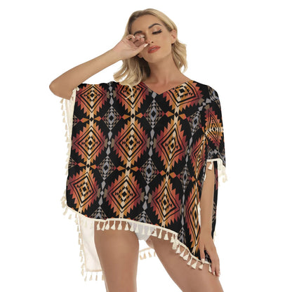 Native American Women's Square Fringed Shawl WCS