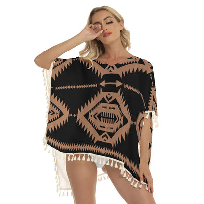Native American Women's Square Fringed Shawl WCS