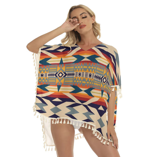 Native American Women's Square Fringed Shawl WCS