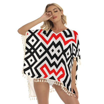 Native American Women's Square Fringed Shawl WCS