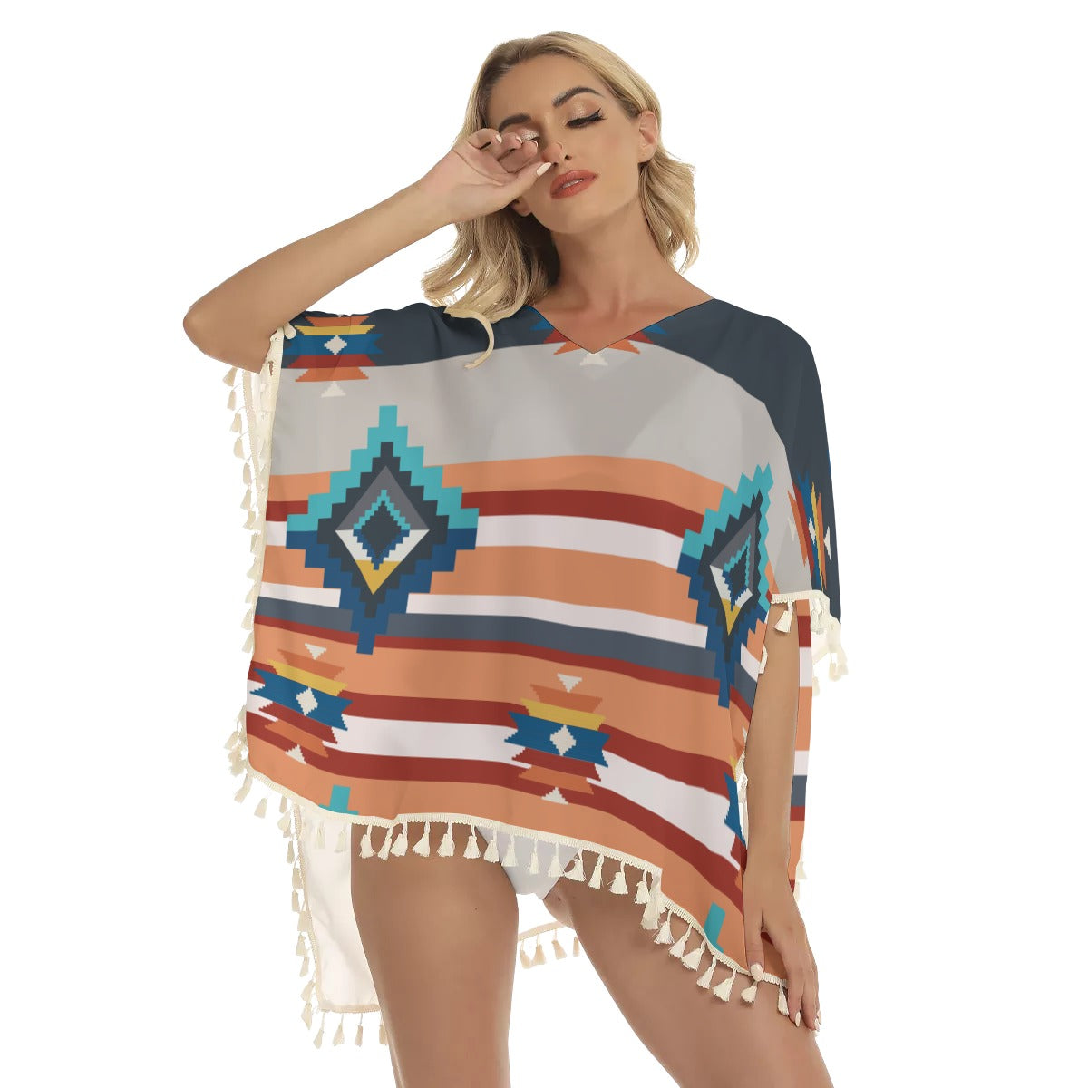 Native American Women's Square Fringed Shawl WCS