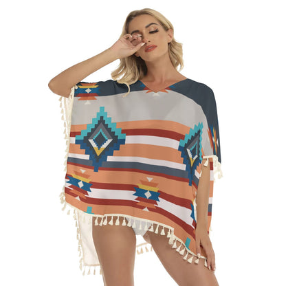 Native American Women's Square Fringed Shawl WCS