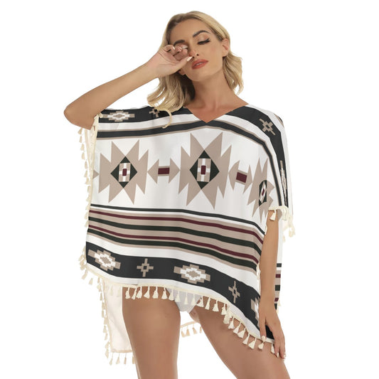 Native American Women's Square Fringed Shawl WCS