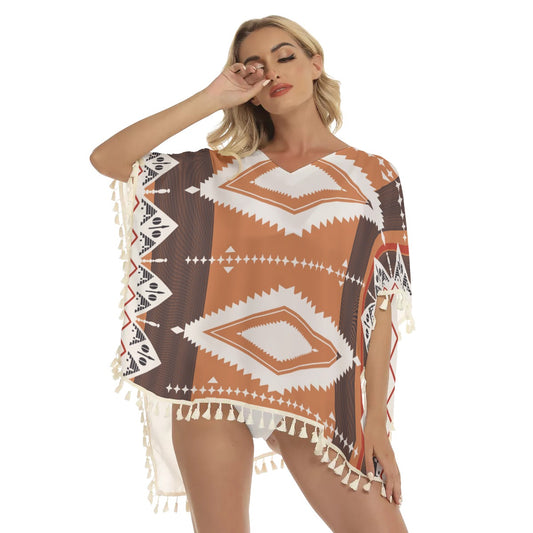 Native American Women's Square Fringed Shawl WCS