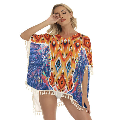 Native American Women's Square Fringed Shawl WCS
