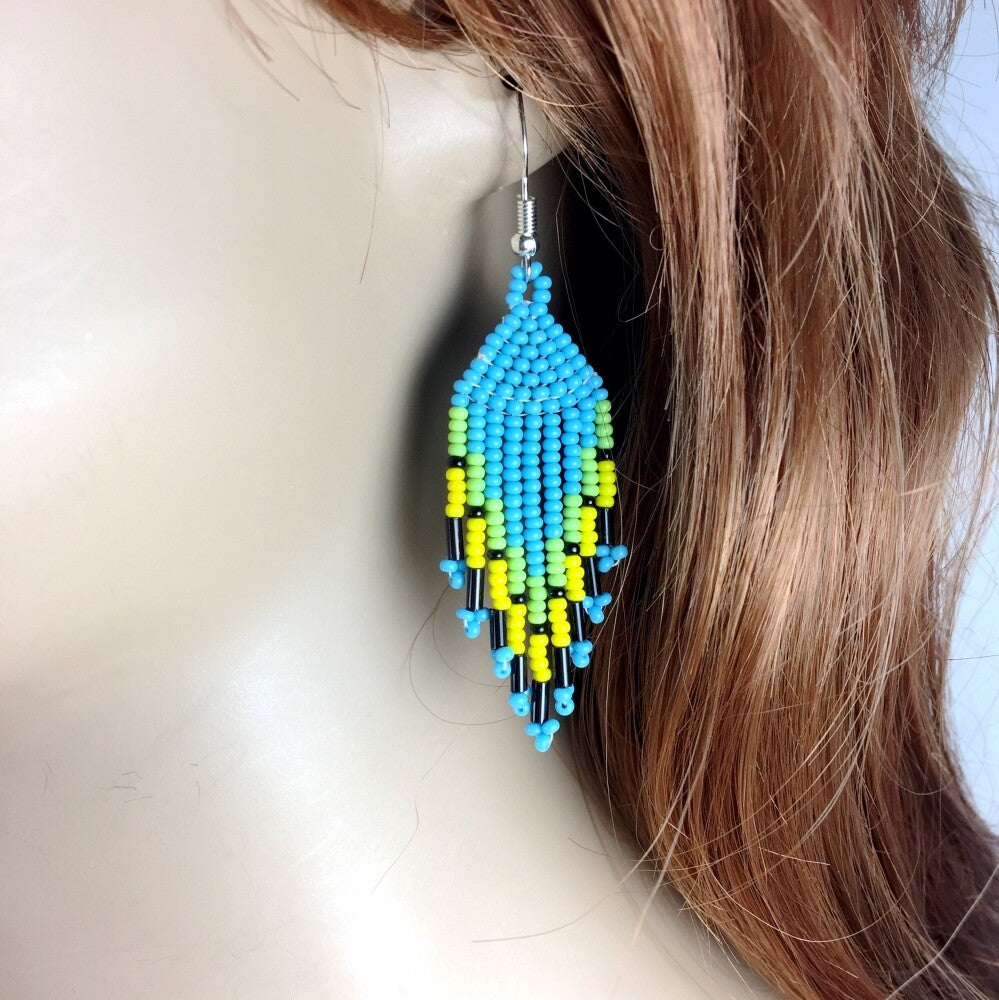 New Handmade Black Blue Turtle Long Necklace Earring Set WCS