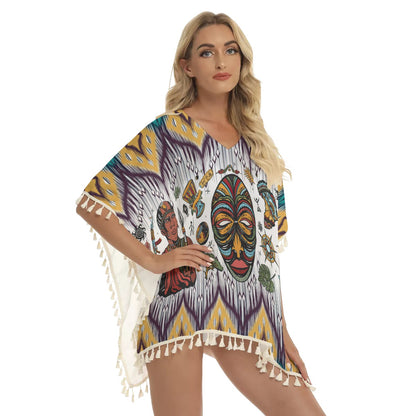 Native American Women's Square Fringed Shawl WCS