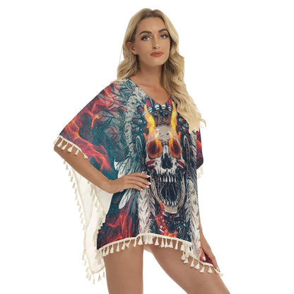 Native American Women's Square Fringed Shawl WCS