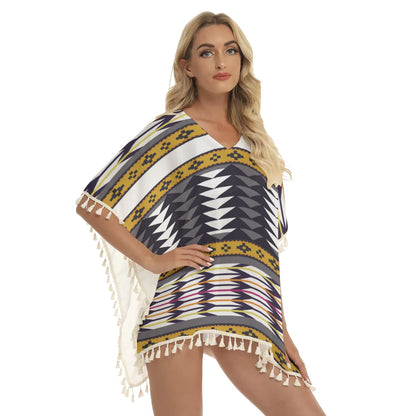 Native American Women's Square Fringed Shawl WCS