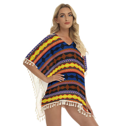 Native American Women's Square Fringed Shawl WCS