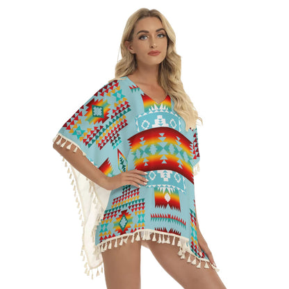 Native American Women's Square Fringed Shawl WCS