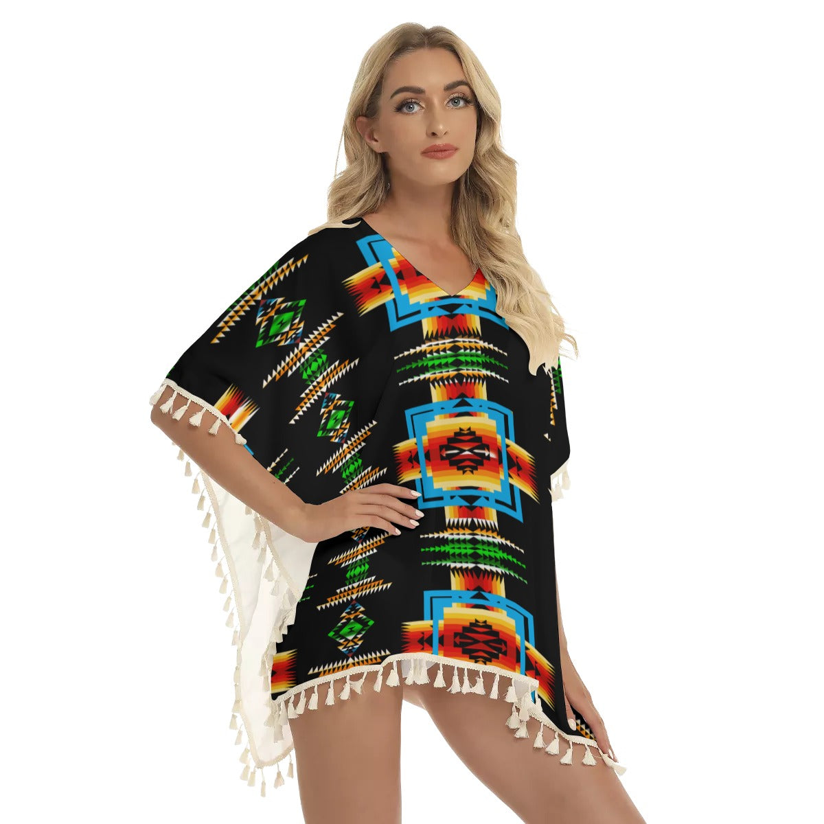 Native American Women's Square Fringed Shawl WCS
