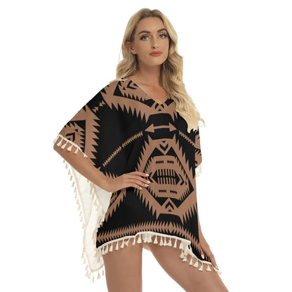 Native American Women's Square Fringed Shawl WCS