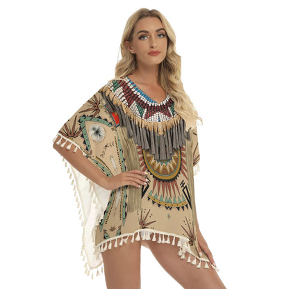 Native American Women's Square Fringed Shawl WCS
