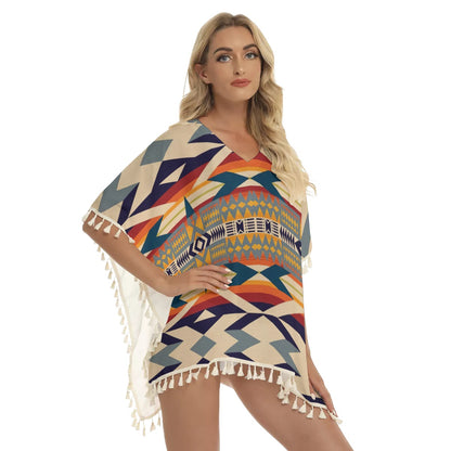 Native American Women's Square Fringed Shawl WCS