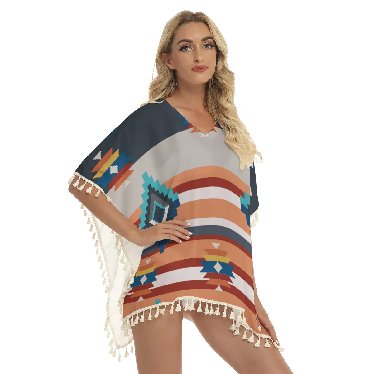 Native American Women's Square Fringed Shawl WCS